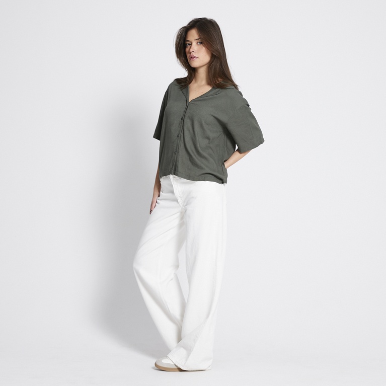 Linen blend shirt "Dixie" Army Green